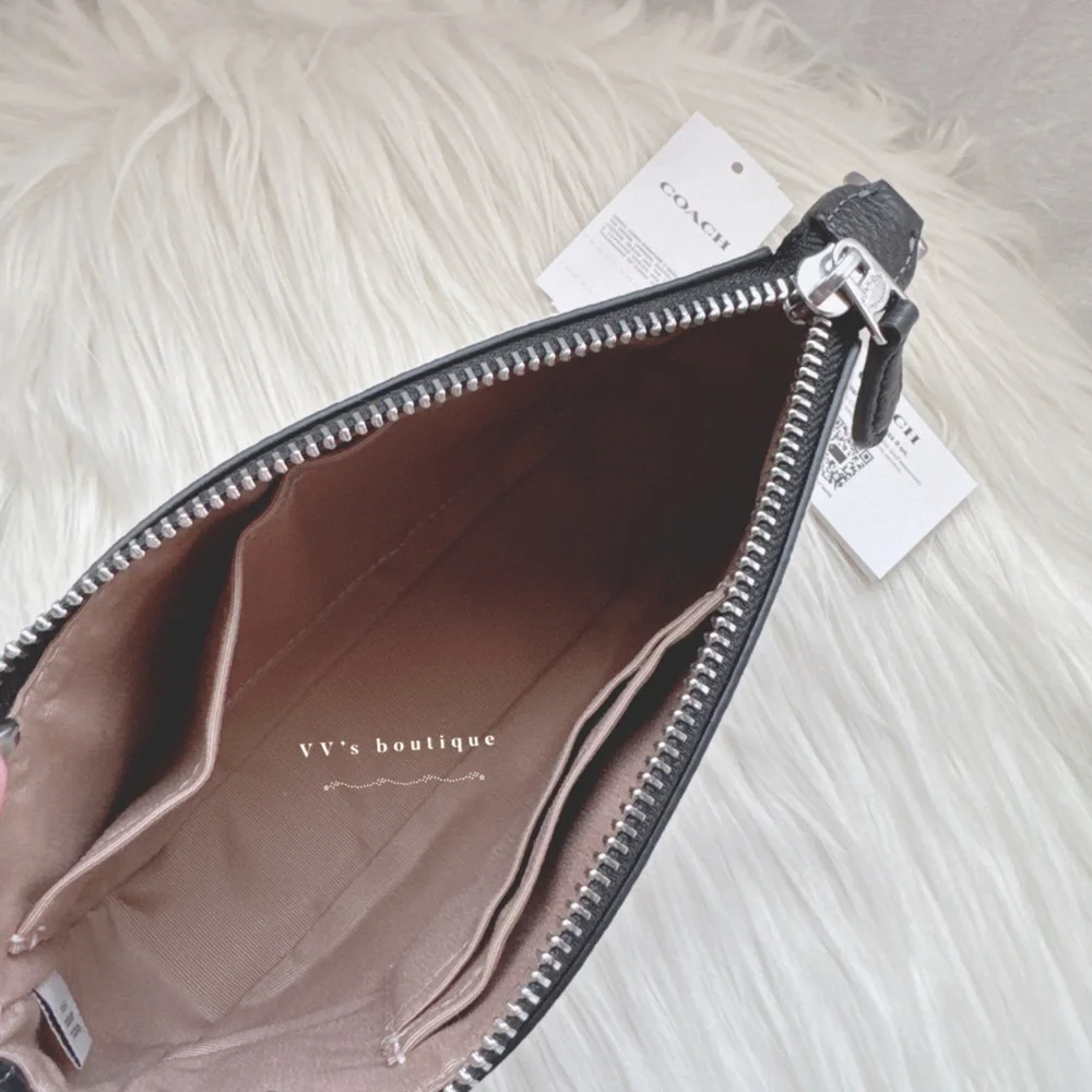 NWT Coach Nolita 19 Pebble Leather Large Wristlet Pochette Bag Chalk Black CP490 - Picture 7 of 9